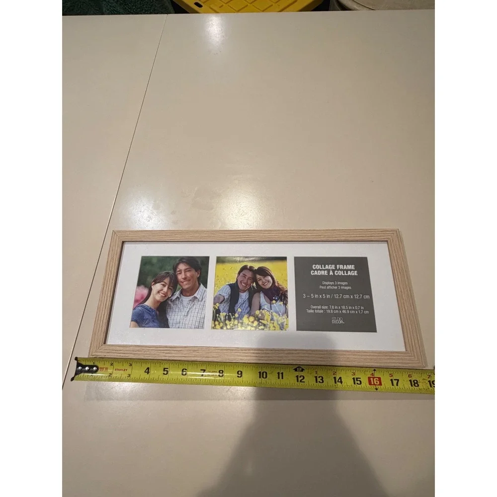 Studio Decor Wood Grain 3 Opening Collage Frame 5x5 Natural Tan Light Oak